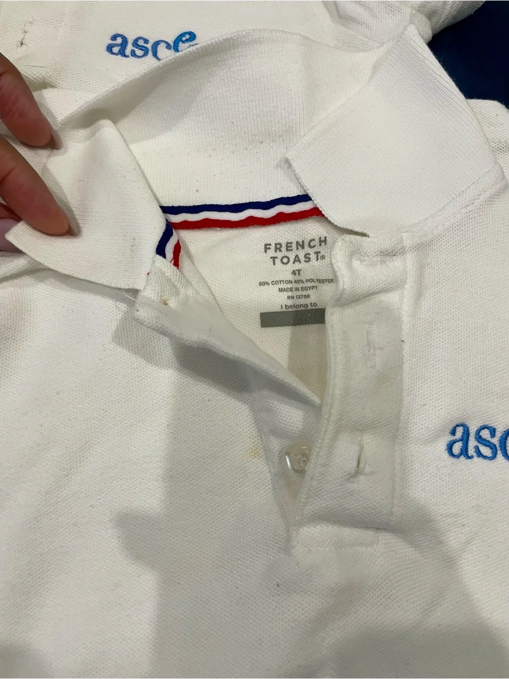 French Toast White Kids Polo Shirt with Blue 'ascend' Embroidery